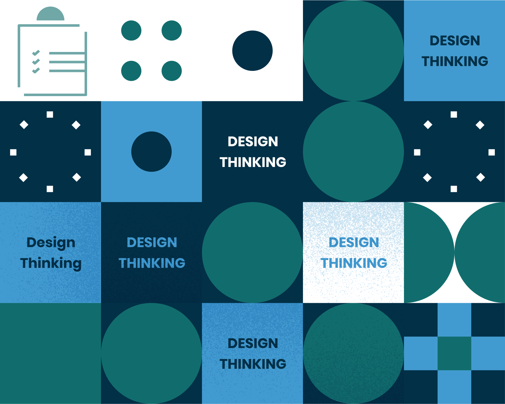 Design sprint team using design thinking tools