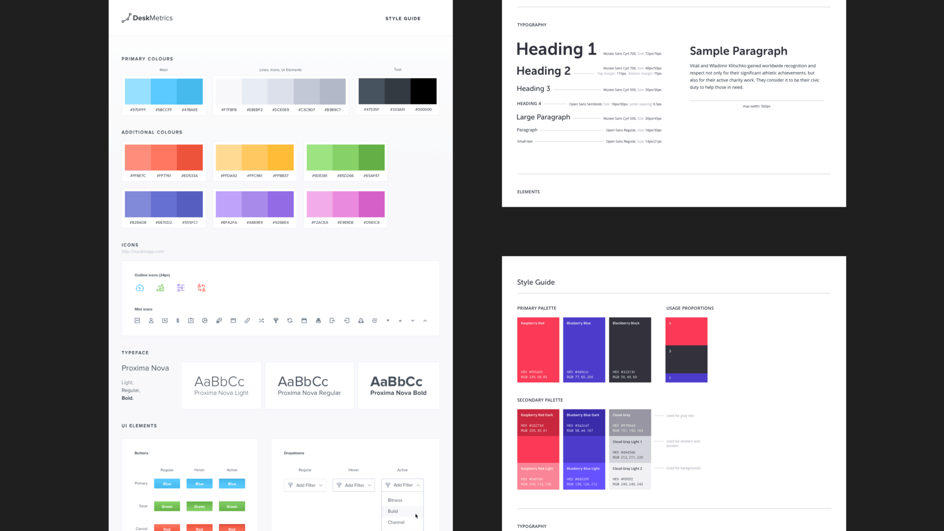 Набор цветовых схем, типографики, иконок, кнопок
