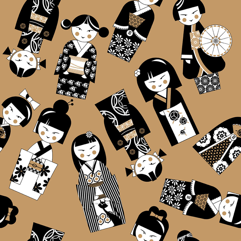 Японские куклы кокеши. Паттерн
