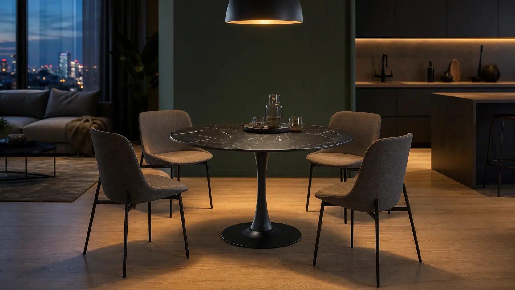 Стол Вегард от Loftable в современной кухне-гостиной