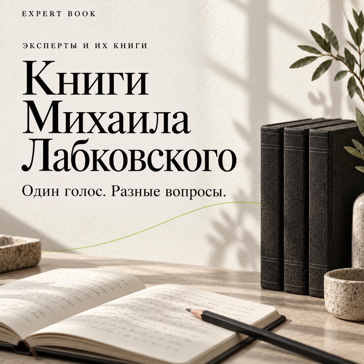 Книги Михаила Лабковского — один голос, разные вопросы. Обложка разбора Expert Book