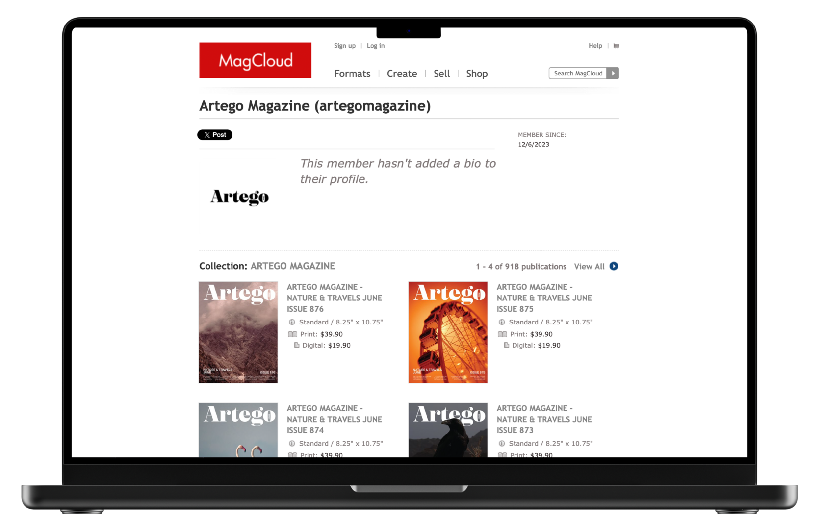 Artego Magazine print editions shown on MagCloud