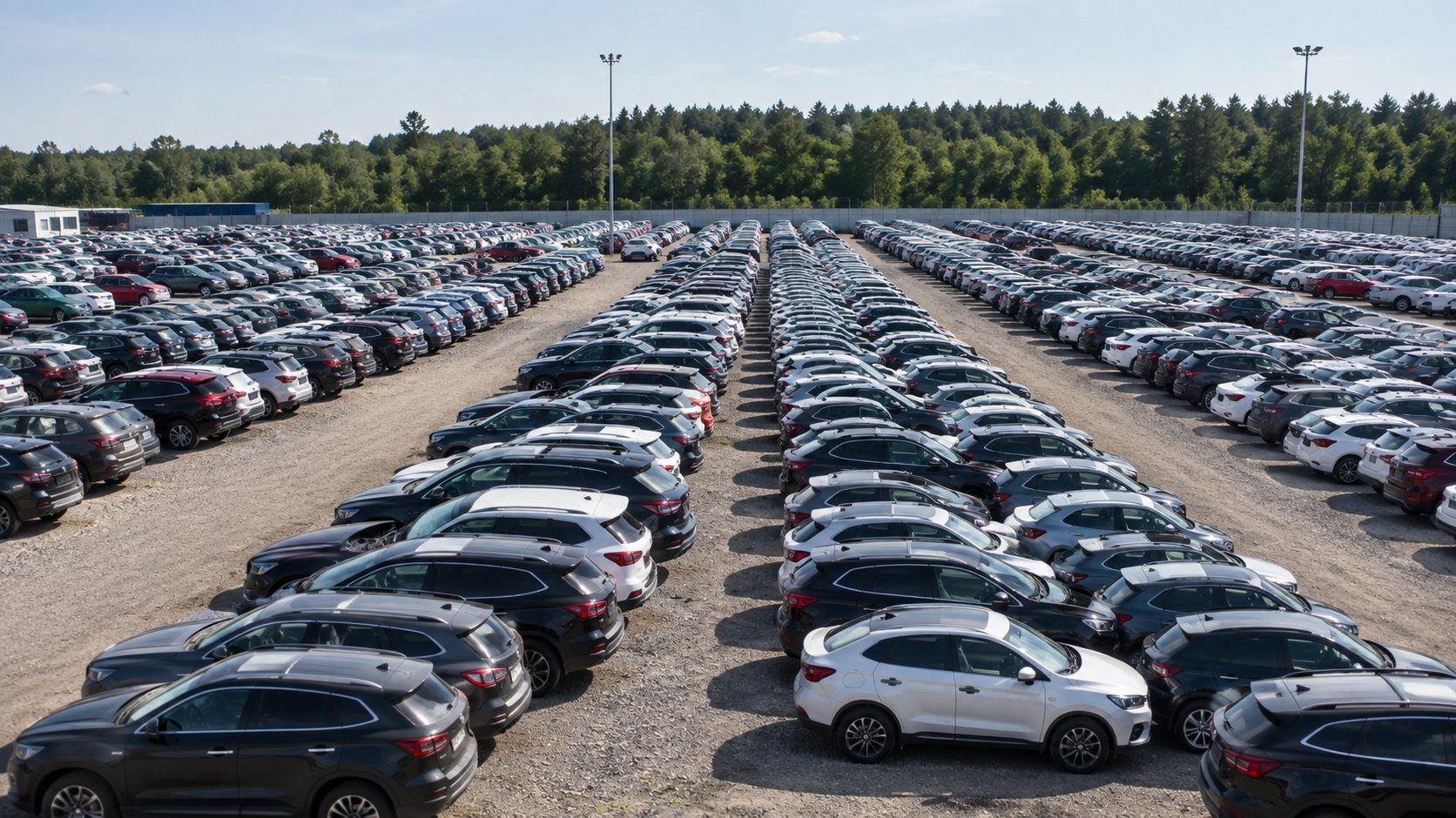 Открытая площадка хранения новых автомобилей