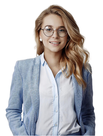 Девушка в очках в образе менеджера