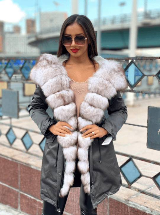 Зимняя парка с мехом песца Sel 4(серая)