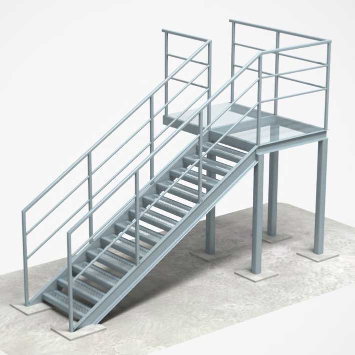 Лестница с площадкой (лестница для обслуживания АПГ/Эл.обжига) ал725.00. Металлическая лестница. Площадка обслуживания с лестницей. Площадка для обслуживания оборудования.