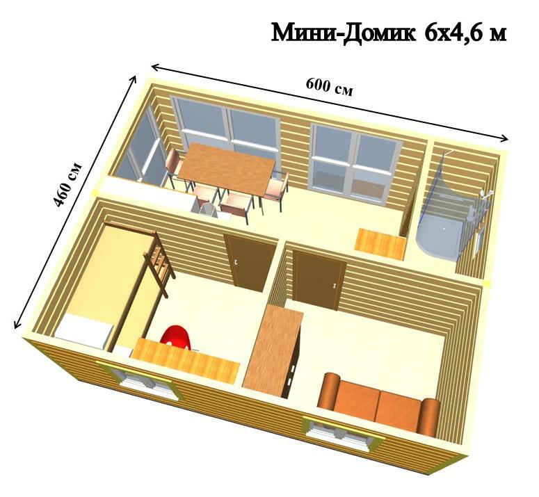 Мини дом 4 на 6 проект