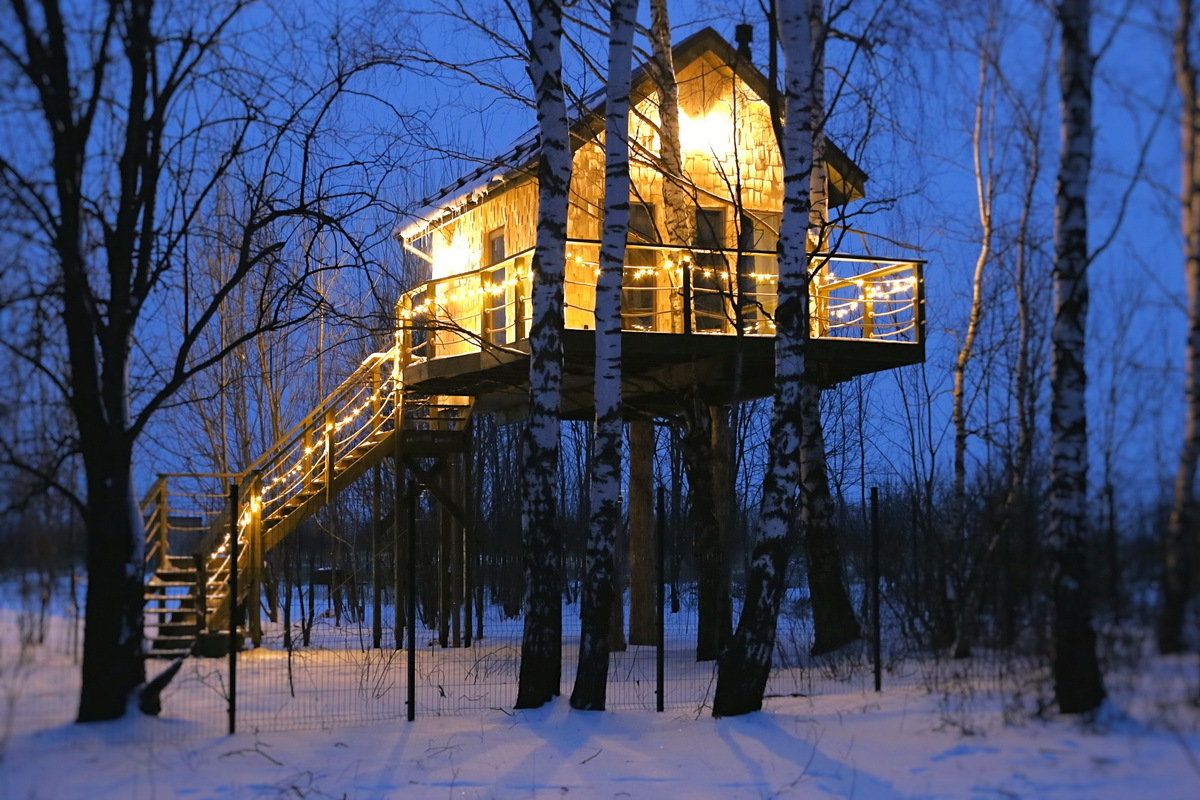 Сделал необычный светильник - дом на дереве | Пикабу