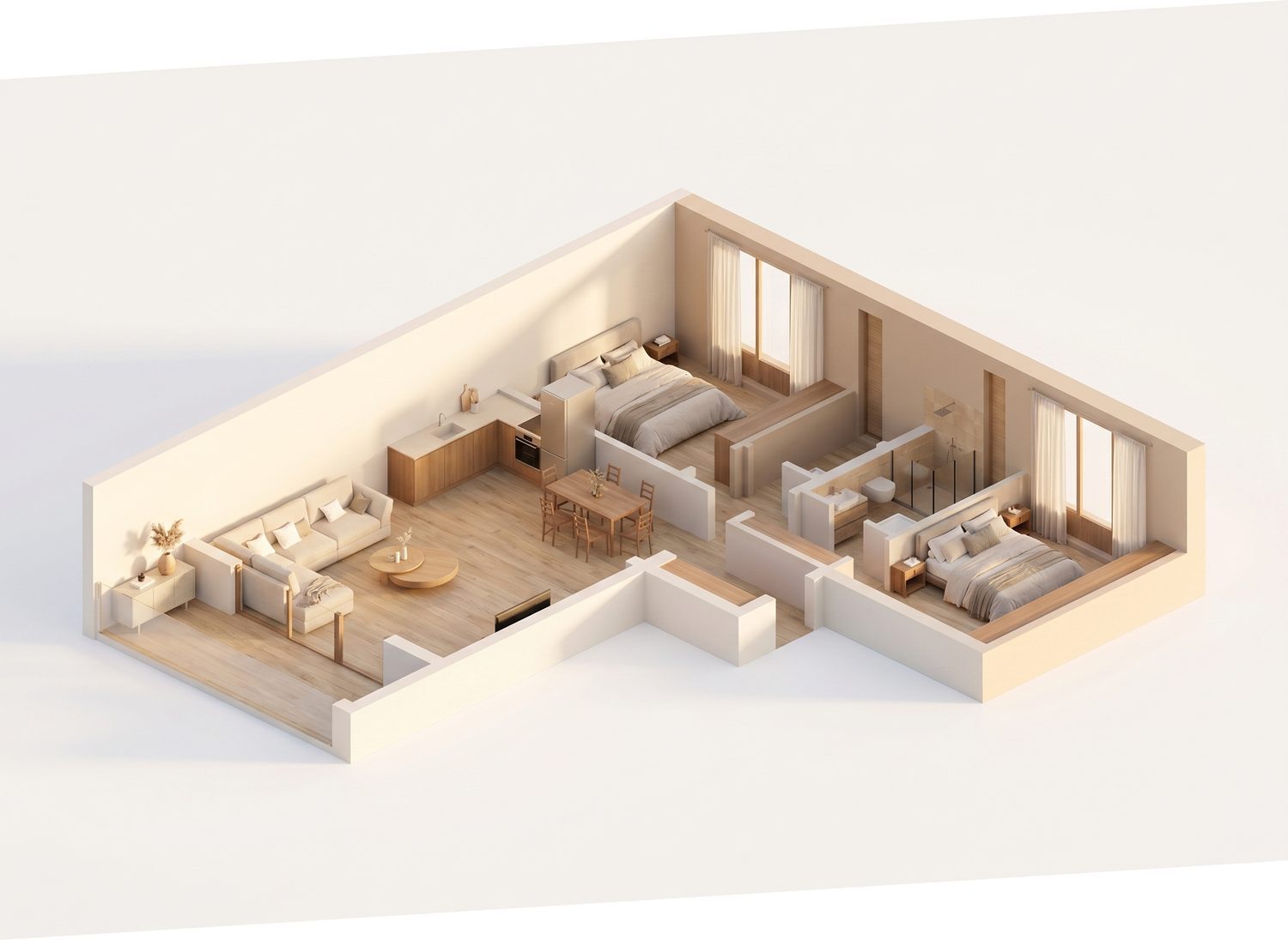 Floor plan Two-bedroom apartment 85.8 m², Layout A – Zen Gardens, Bar