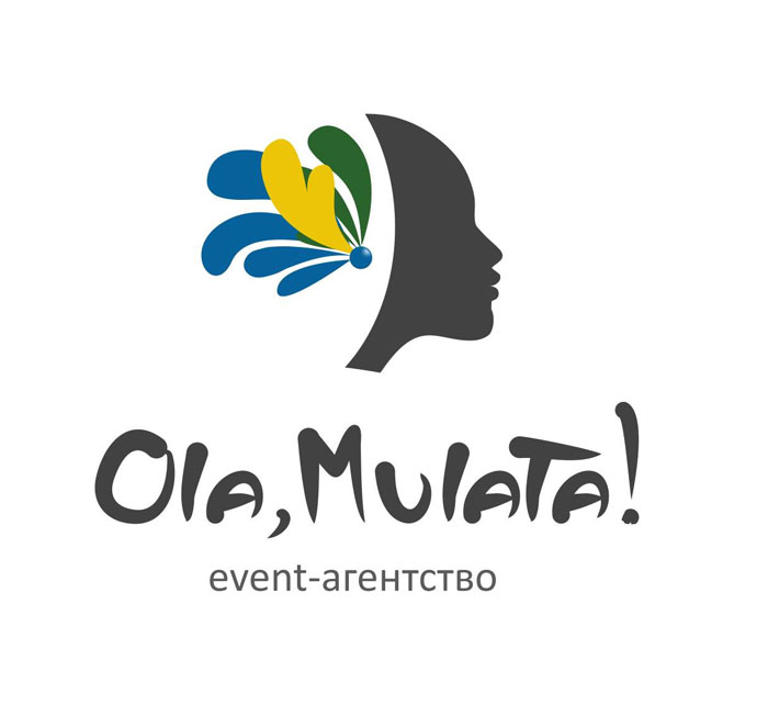 Логотип Ola Mulata! — танцующий силуэт и радужные перья!