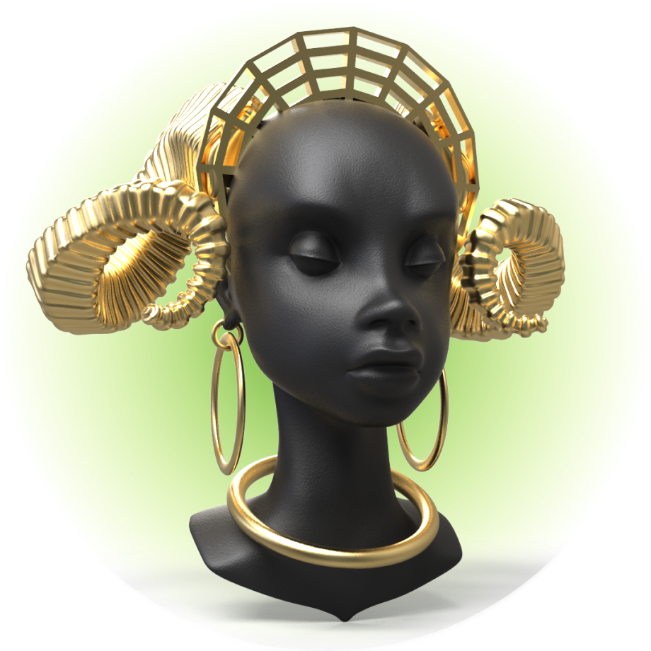 Визуализация 3D модели молодой африканской девушки