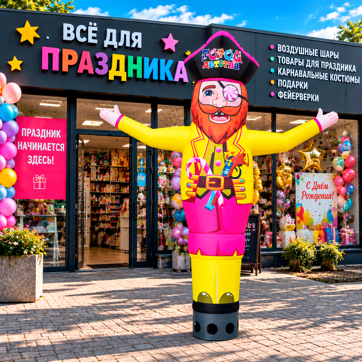Надувной пират для магазина сладостей или подарков