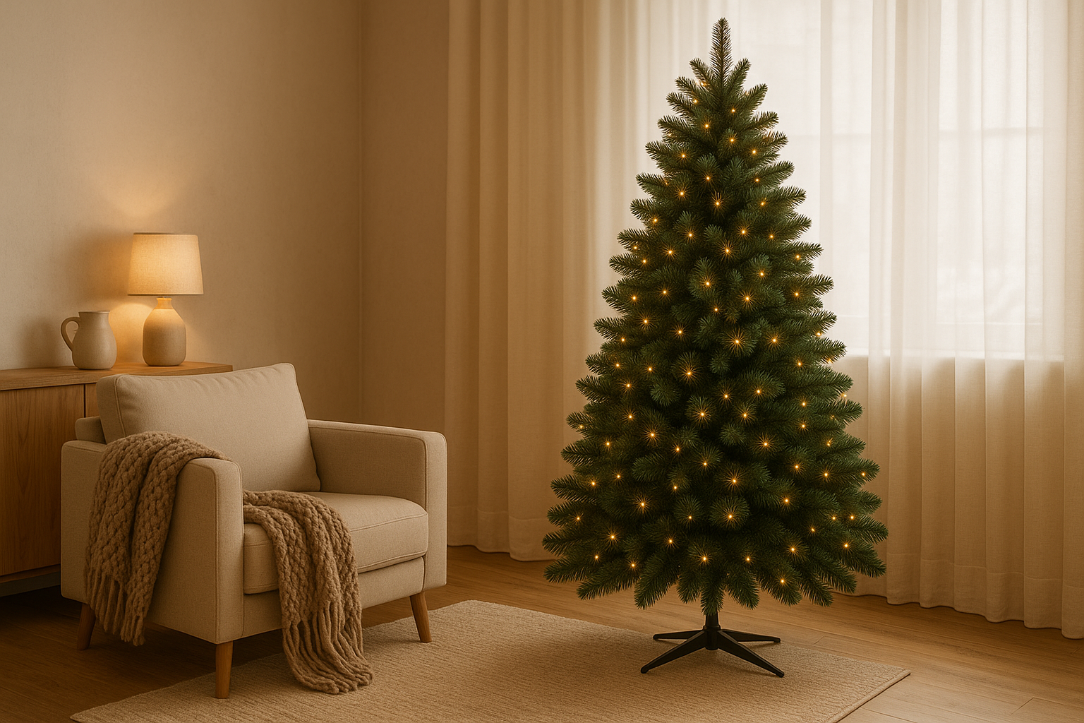 пушистая искусственная ёлка с литой хвоей