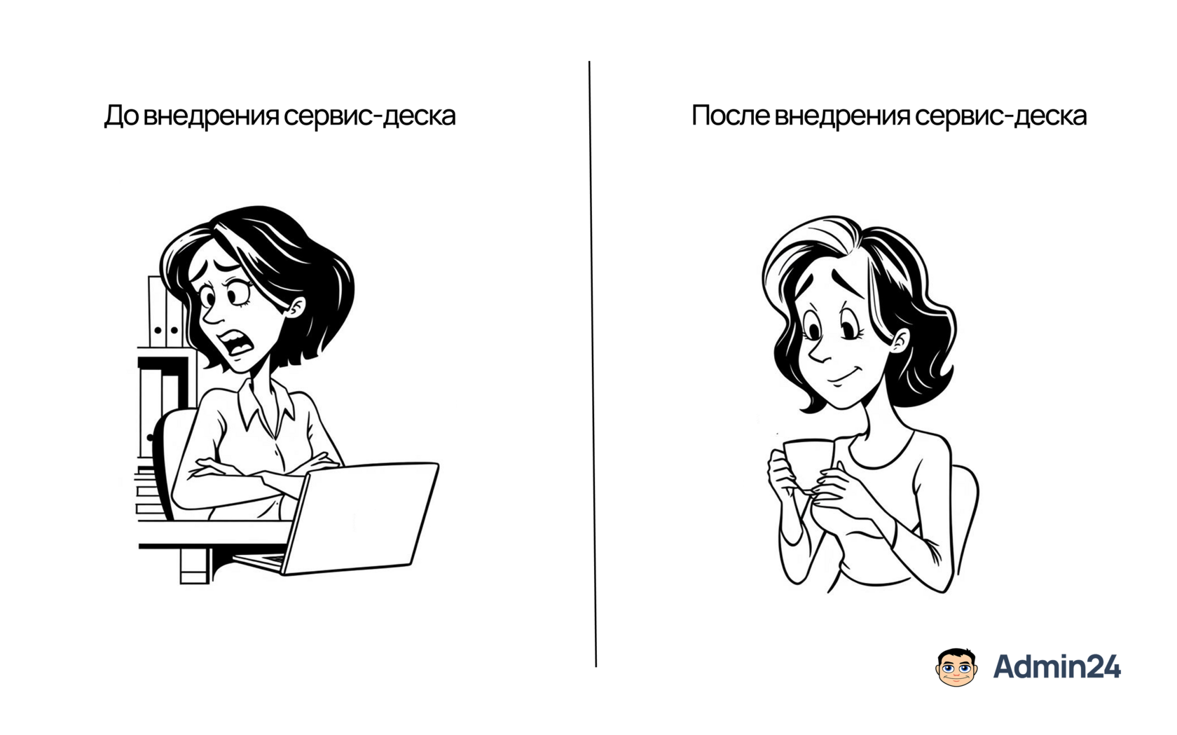 Сотрудник АХО до и после внедрения сервис-деска