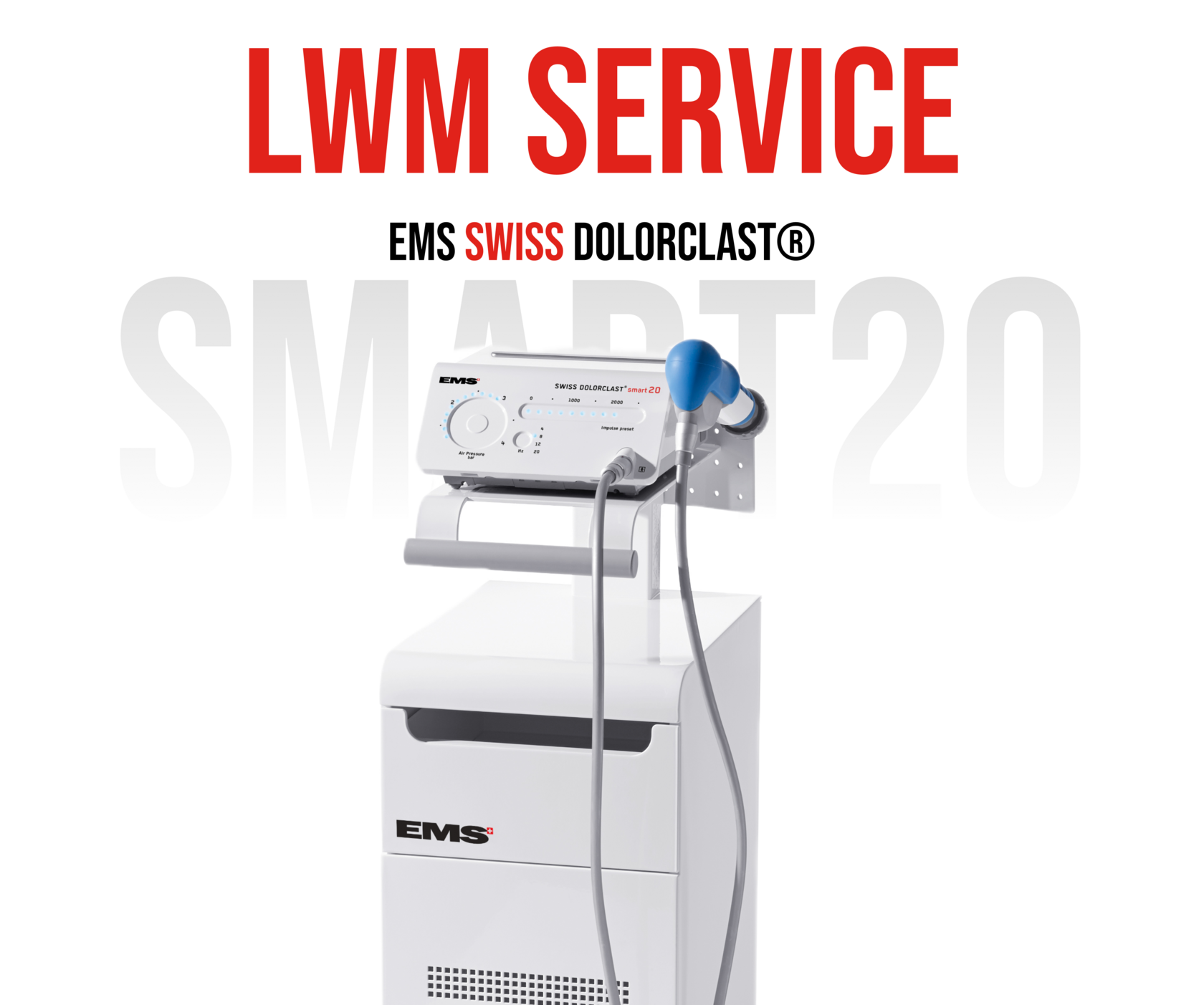 LWM SERVICE EMS Swiss DolorClast Smart20 продажа сервис рукоятки УВТ запчасти обслуживание сертифицированный сервисный центр EMS медицинское оборудование купить поставщик медицинского оборудования оснащение медицинских центров медтехника для клиник