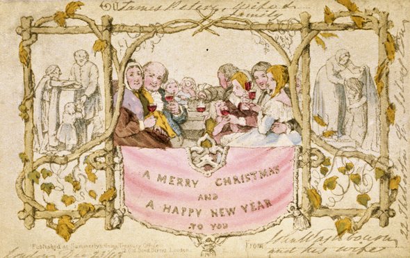 Первая рождественская открытка работы Джона Хорсли. Фото: Public domain 