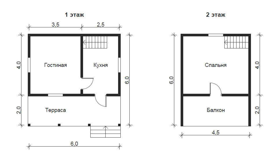 Проект дома 6х6 с мансардой и террасой