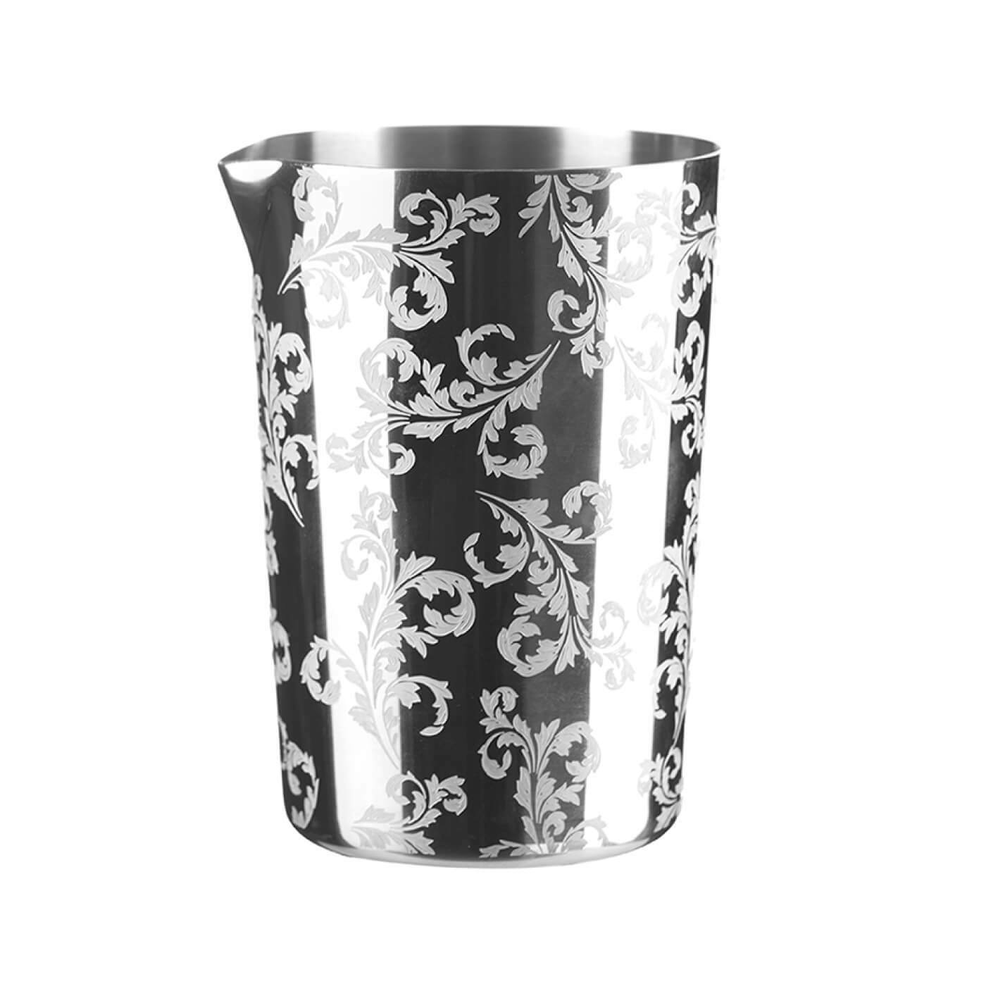 Смесительный стакан стальной с гравировкой "Leaves" 400 мл.