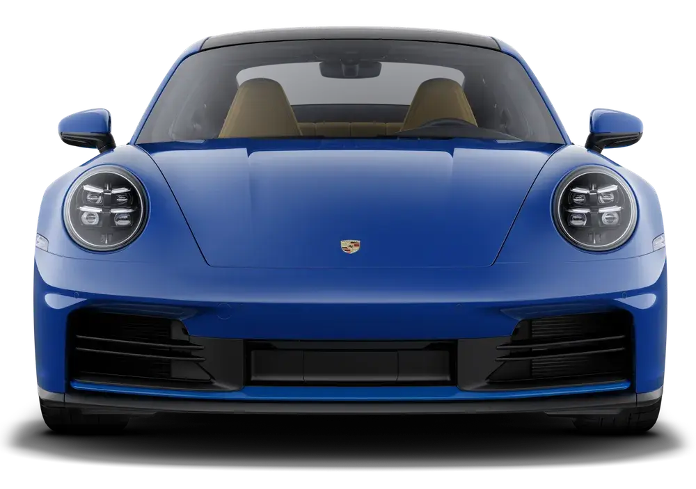 Porsche 911 Carrera в цвете Luganoblau, вид спереди