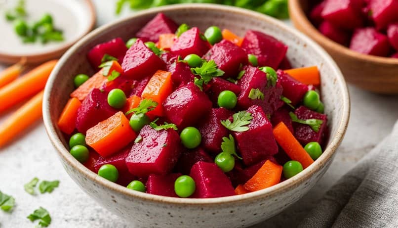 Винегрет на сковороде с квашеной капустой за 5 минут