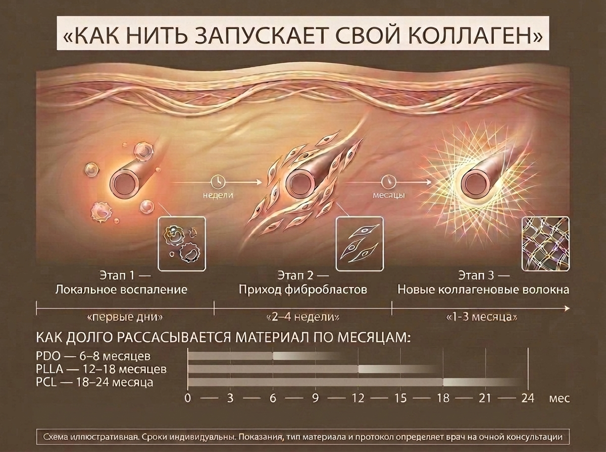 Схема действия нитевого лифтинга