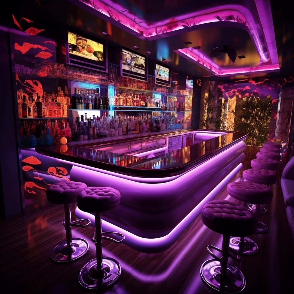 Караоке бар в фиолетовом цвете