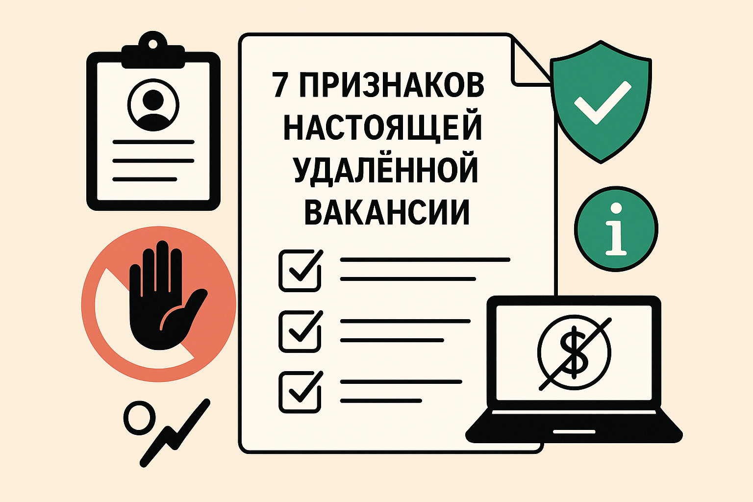памятка со списком красных флагов мошенников и проверочными вопросами работодателю
