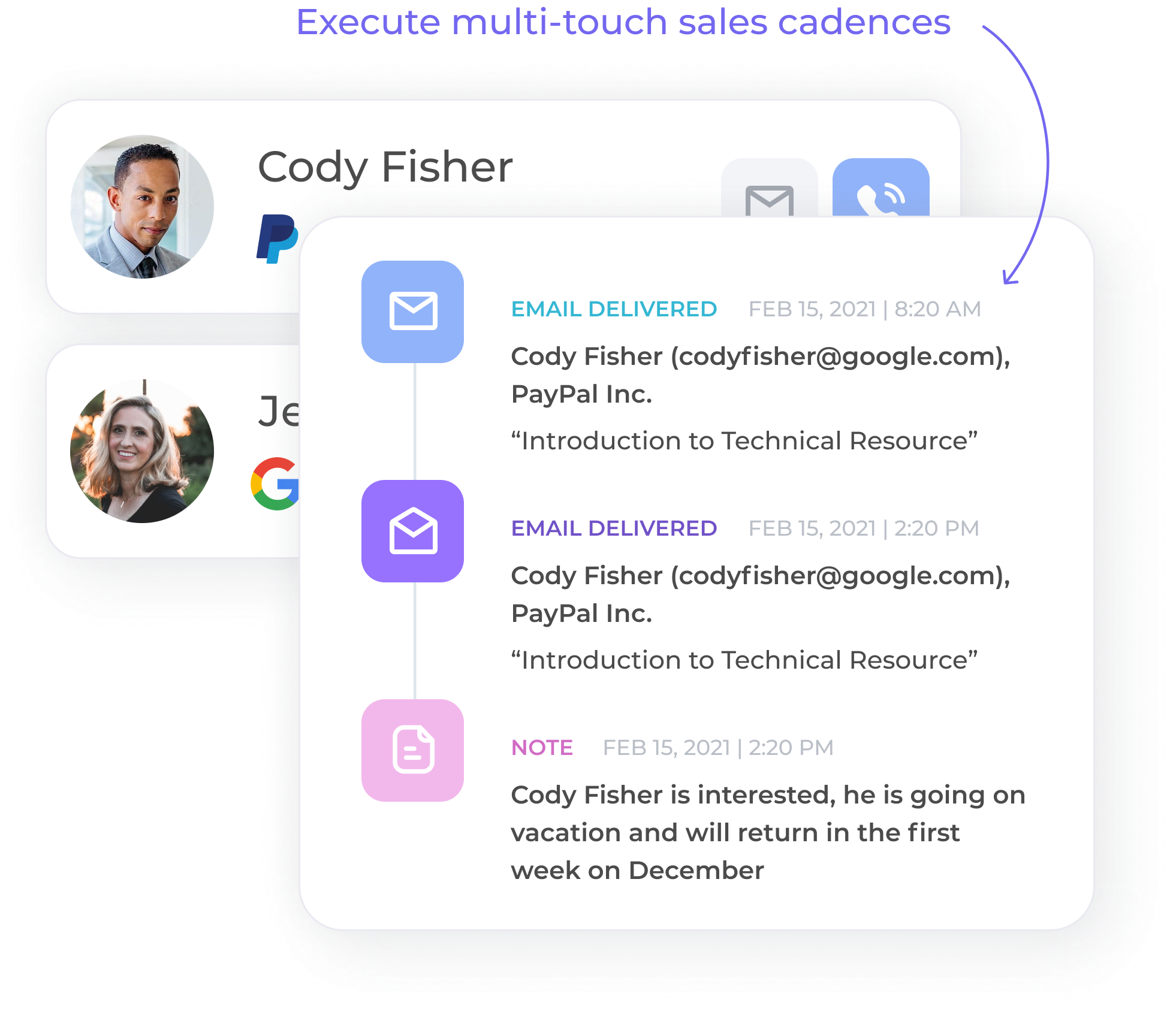 Execute multi-touch sales cadences