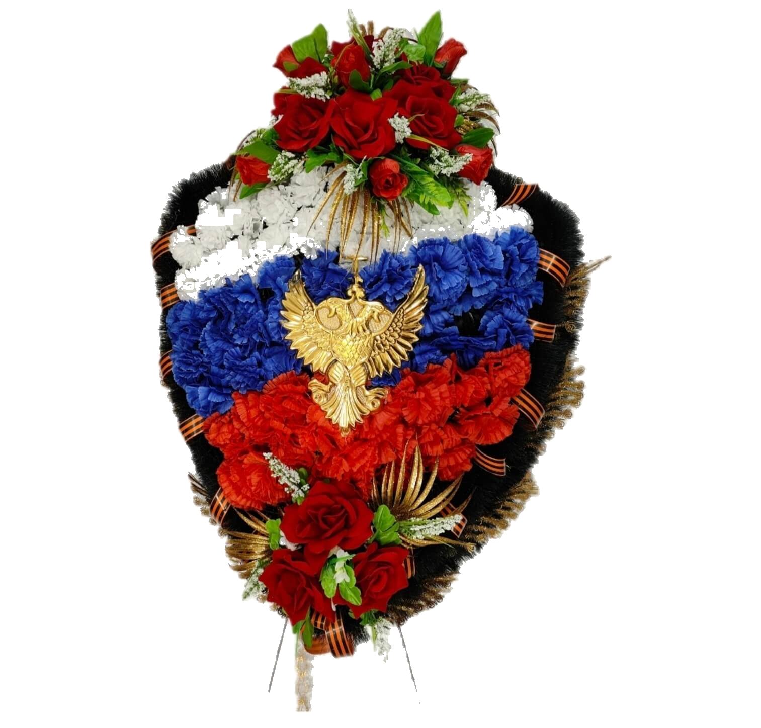 Ритуальный венок с триколором и золотым орлом