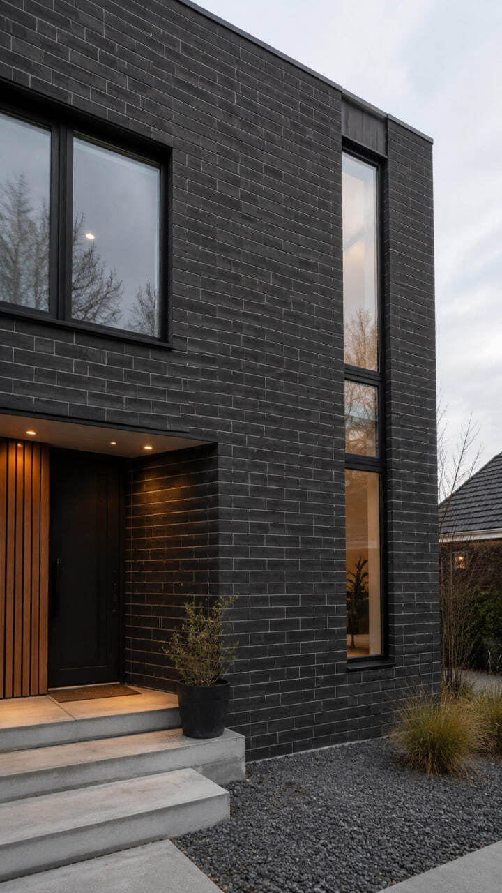 Flexible Tile Imitating Anthracite Brick for a Strict Facade
