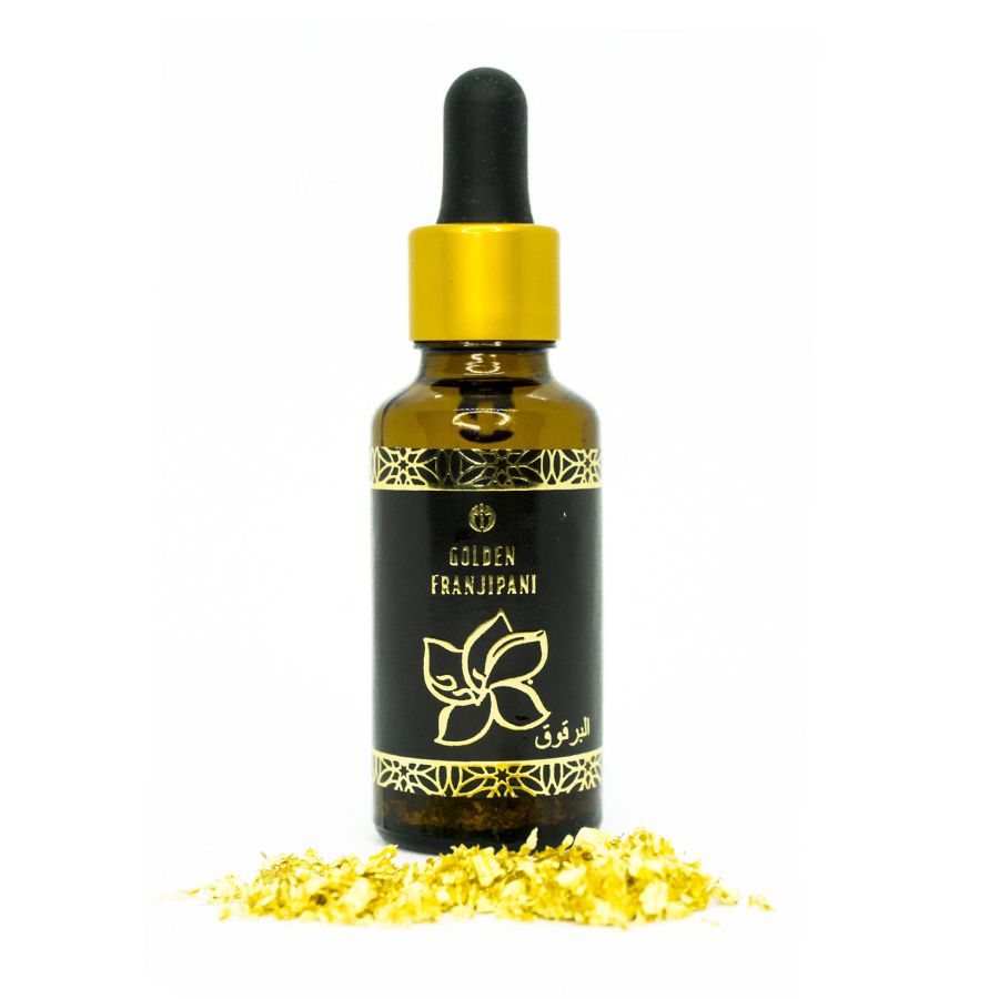 Golden FRANJIPANI aroma oil with & nbsp; cosmetic gold