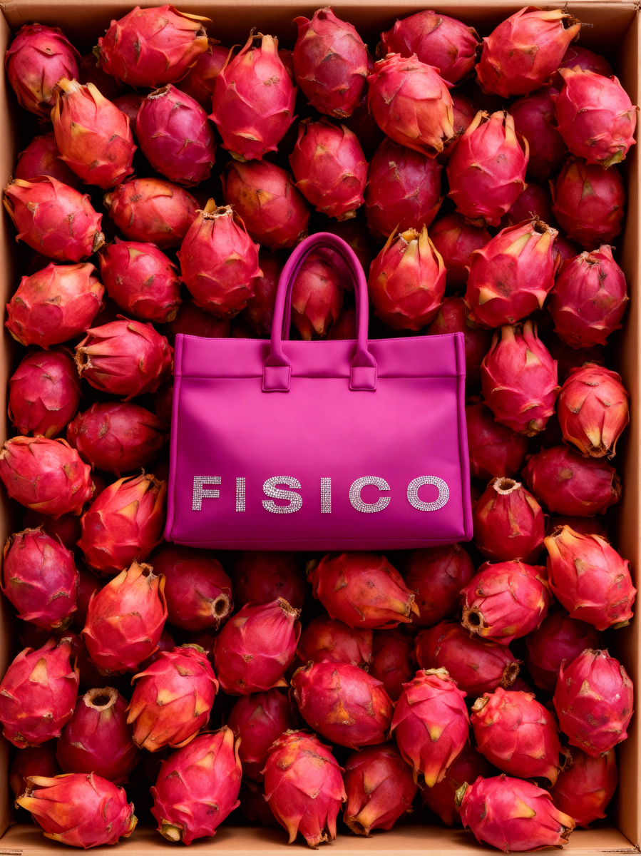 ии фотосессия розовая сумка на фоне драгон фрукта