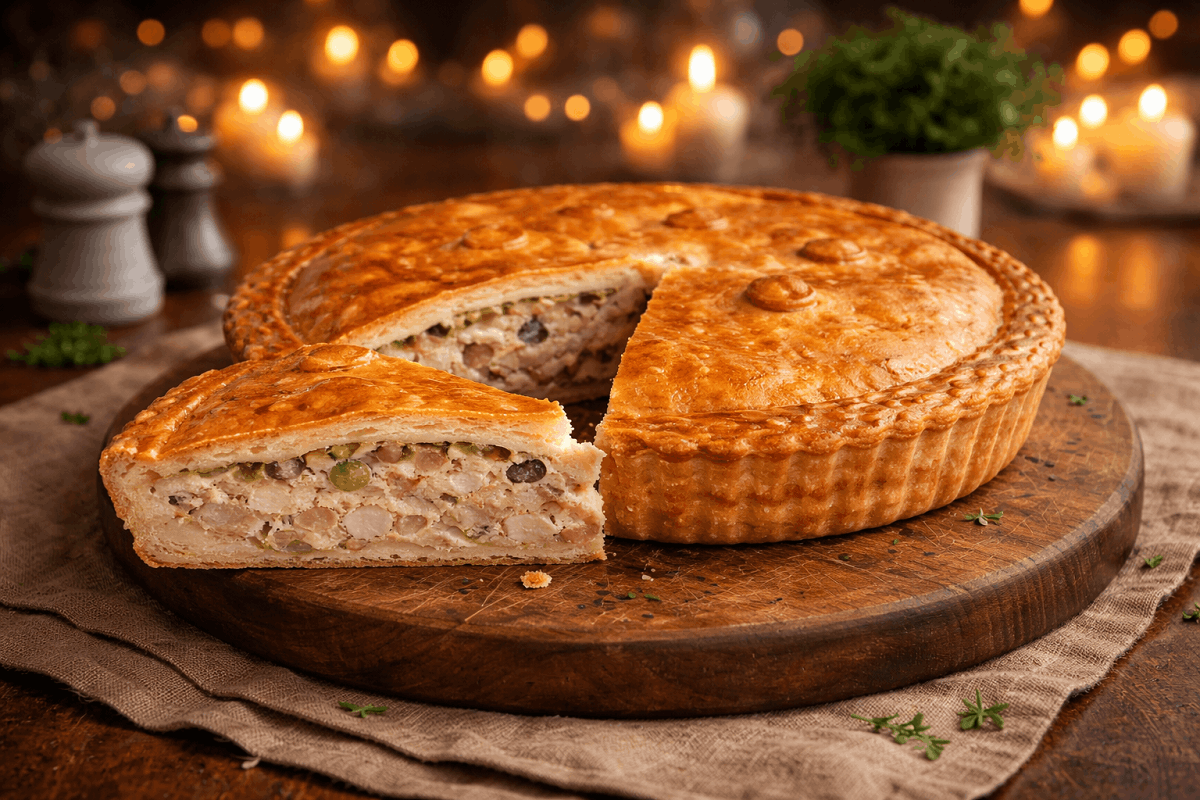 Пирог с курицей карбонара