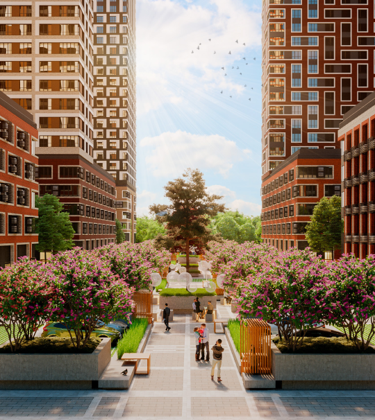 Проект архитектора - двор жилого дома