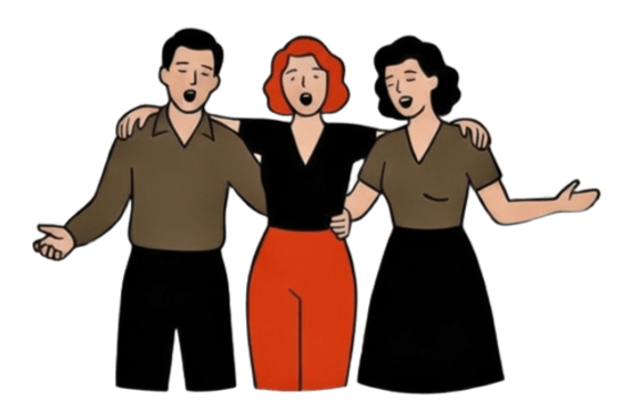 [Иллюстрация: поющее трио]