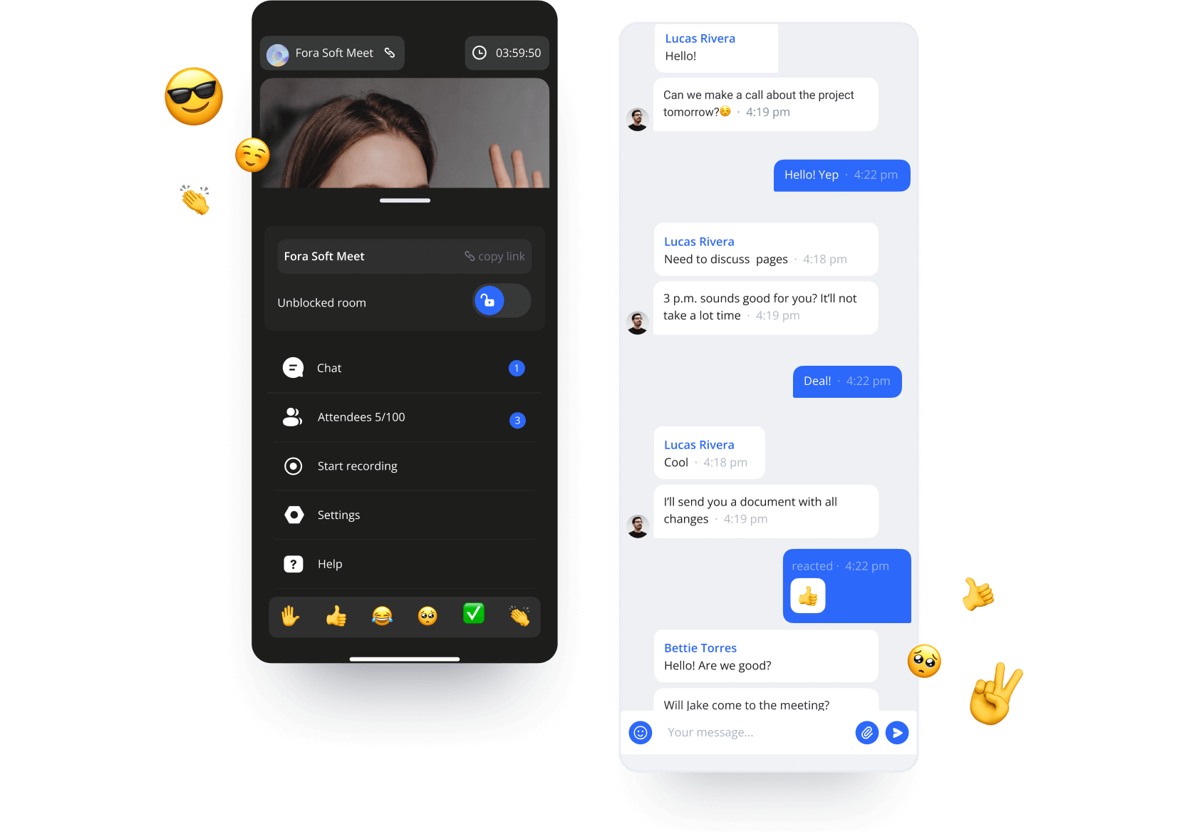 разработка видеоконференций с чатом