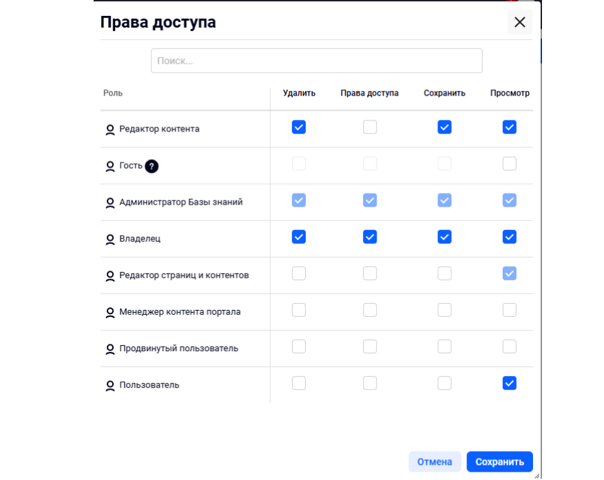 Определение прав доступа