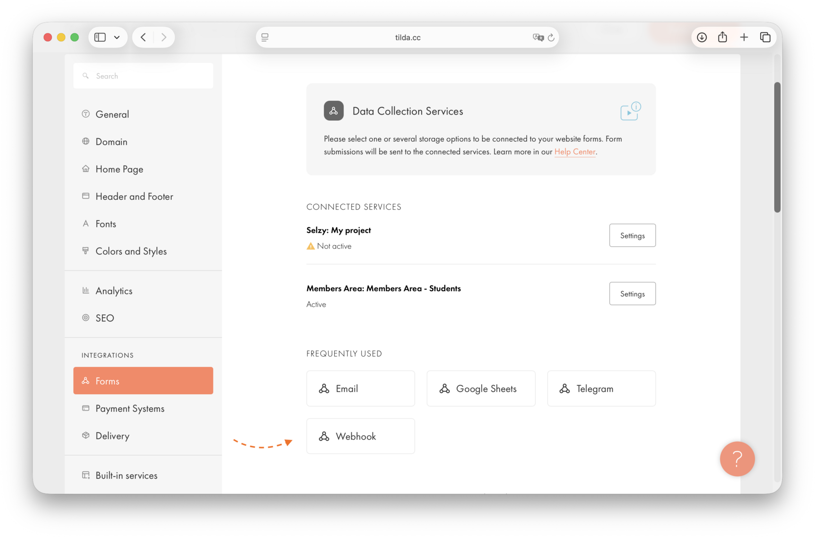 Webhook: Receiving Form Submissions to Custom Scripts │ Tilda Help Center