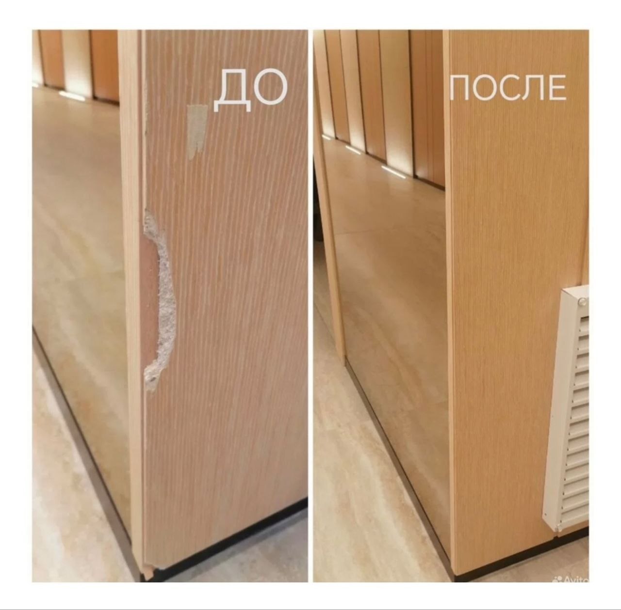 Реставрация угла мебельной панели