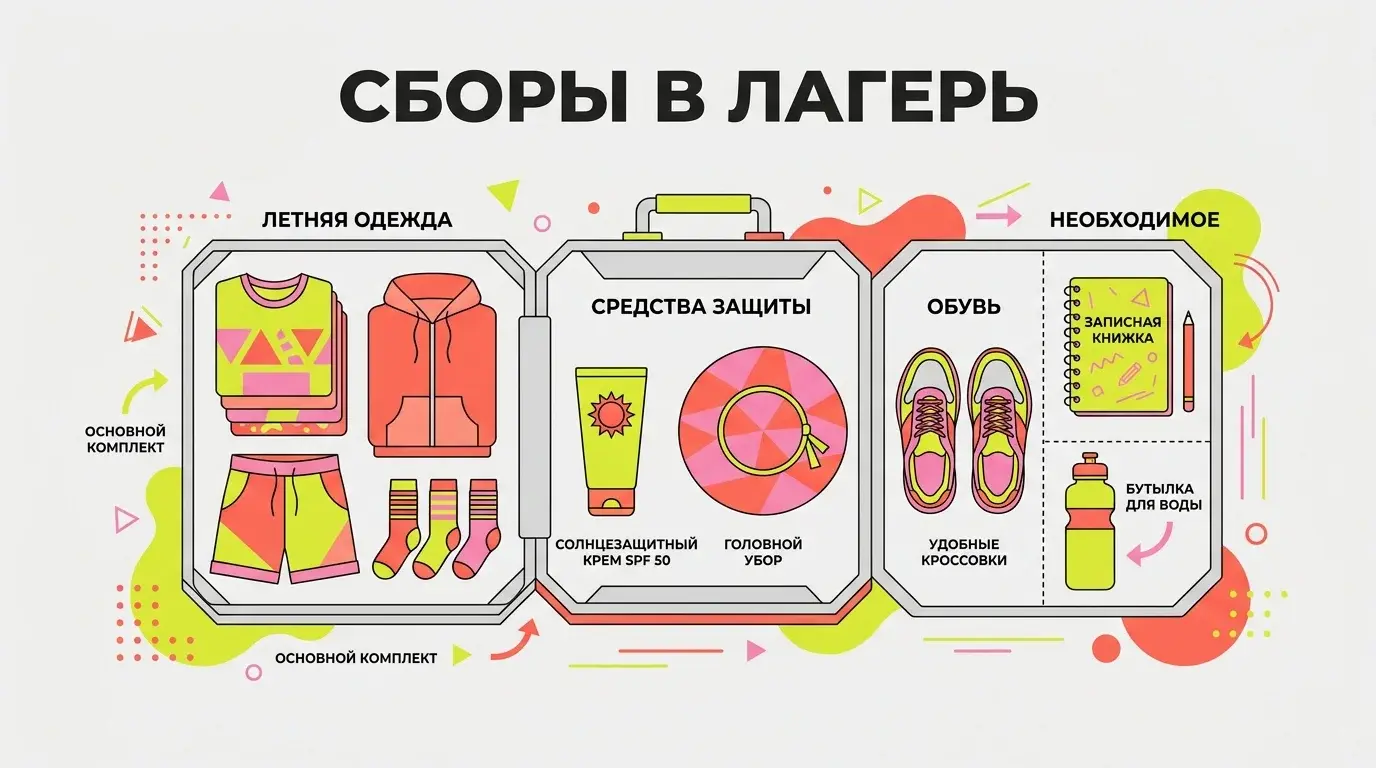Чемодан с вещами для детского лагеря на 13 дней