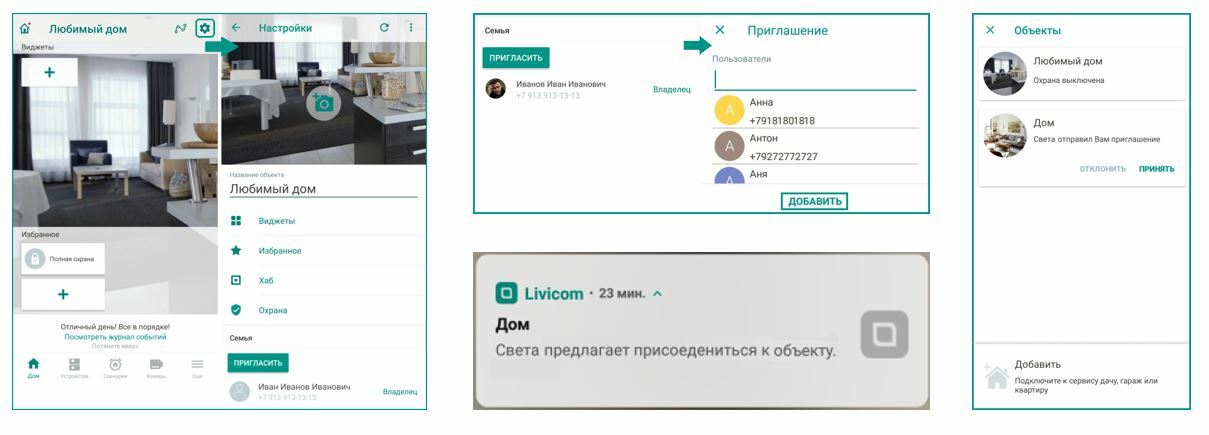 Приглашение пользователей умного дома Livicom