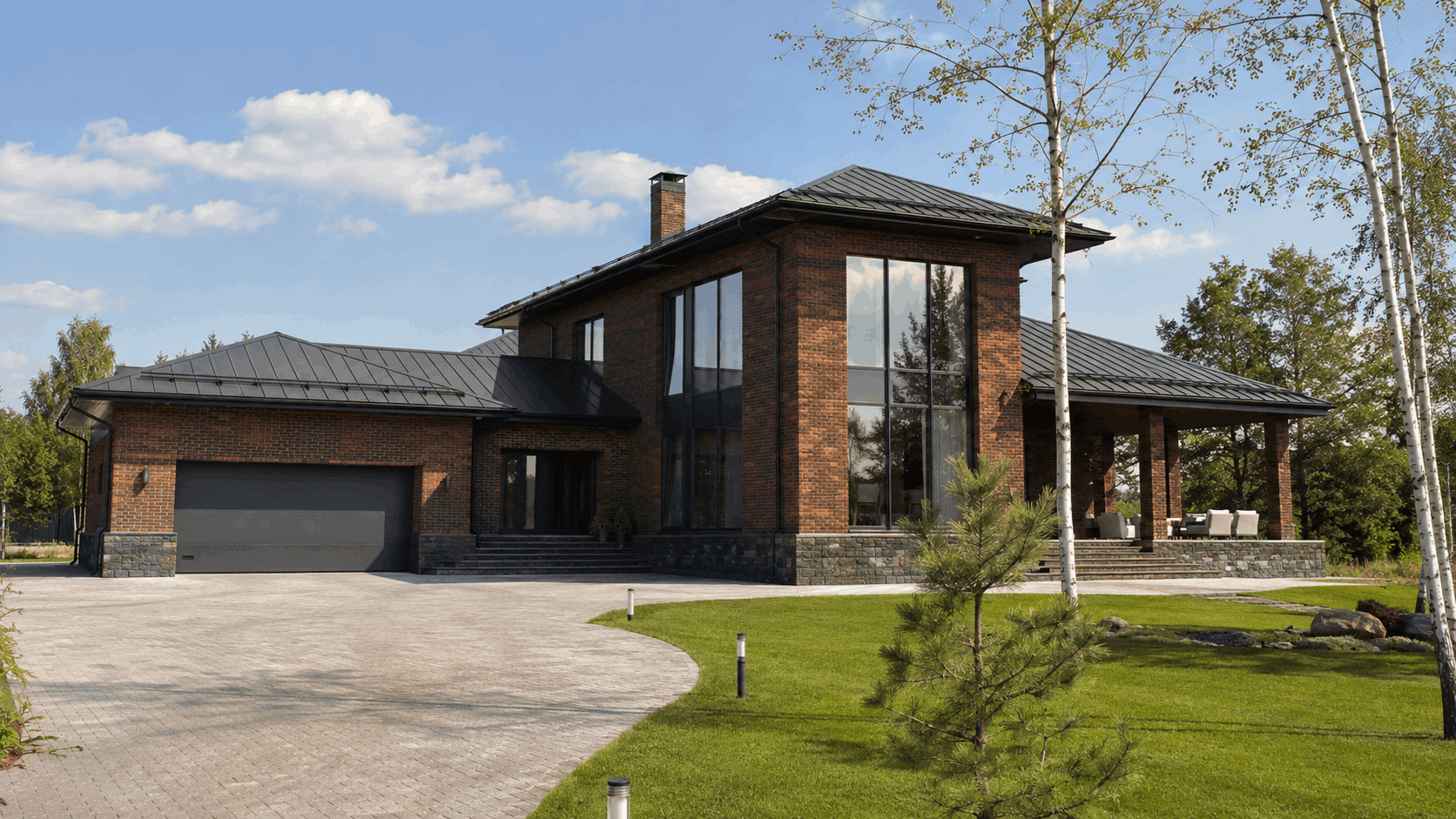 Brick Estate 178 — премиальный кирпичный дом с гаражом и террасой