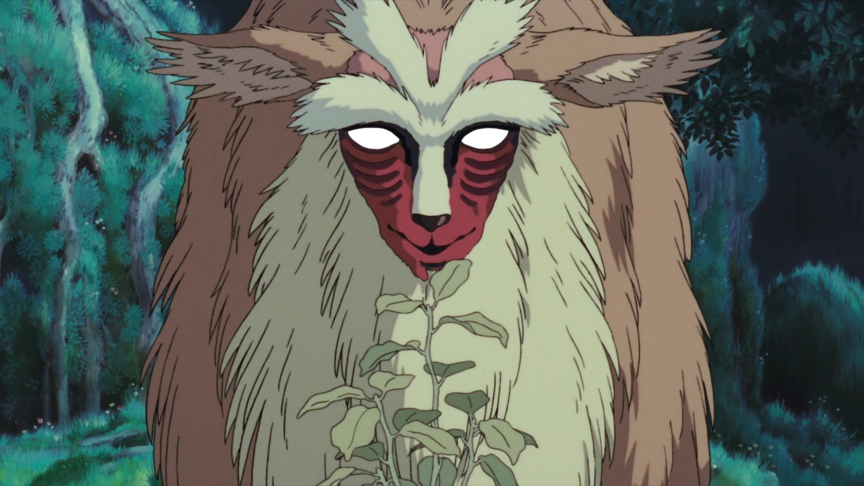 a deer with the red human-like face