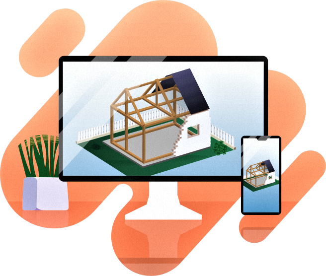 Low rise, lowrise. Контроль строительства с вашего устройства коттеджи дом на экране телефона и компьютера.