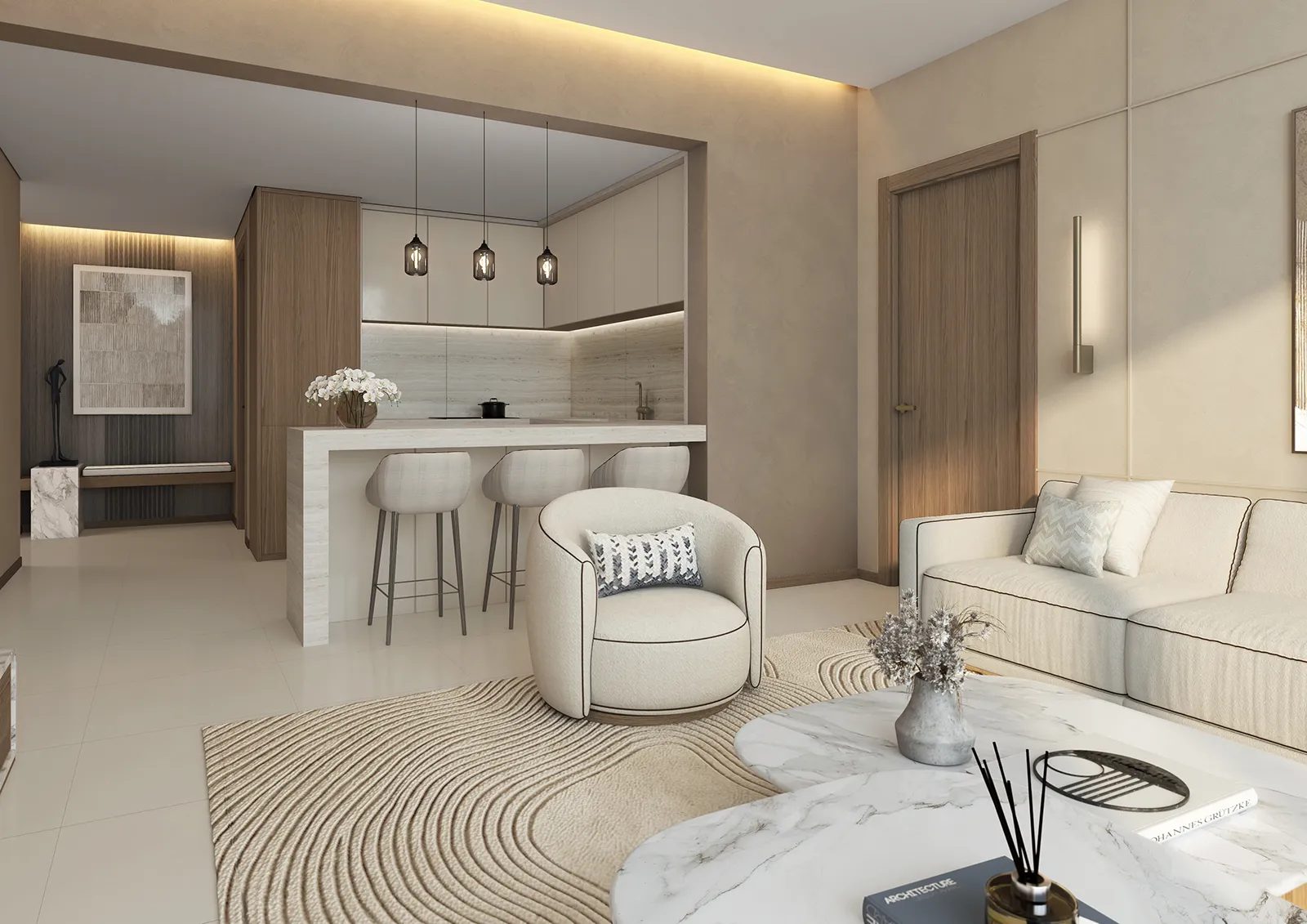 Open-plan living and kitchen
