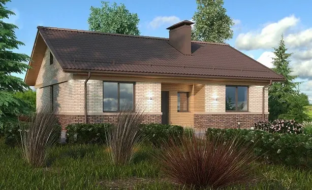 Проект одноэтажного дома с двускатной кровлей (C-84): изображение 3