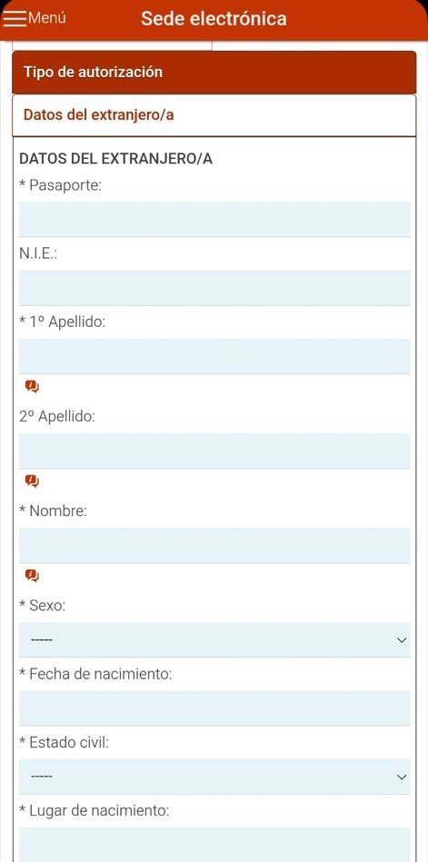 Datos del extranjero/a