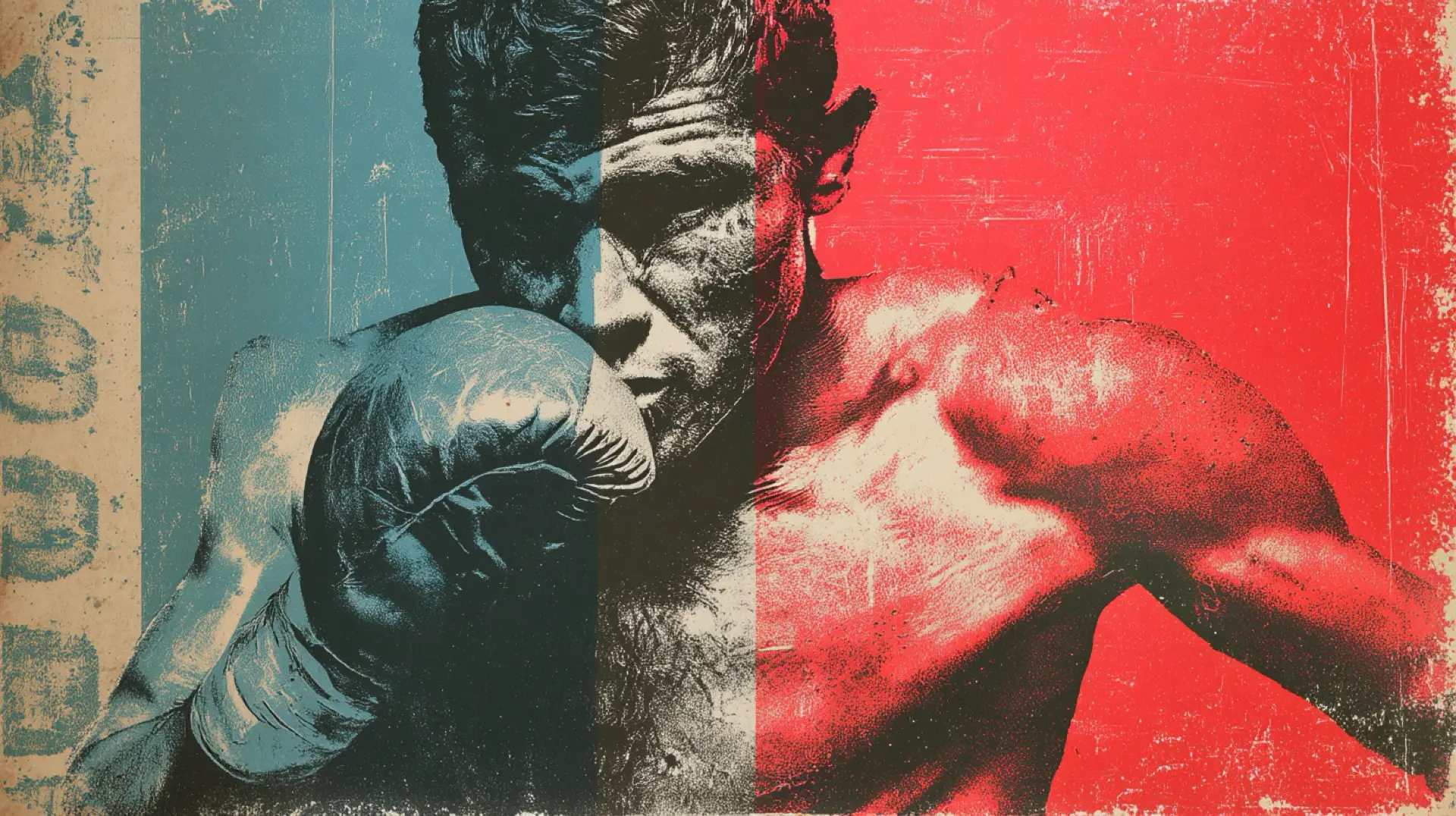 Сын-подросток (Данила) в боксерских перчатках, на заднем плане мама, папа, сестра (семья).