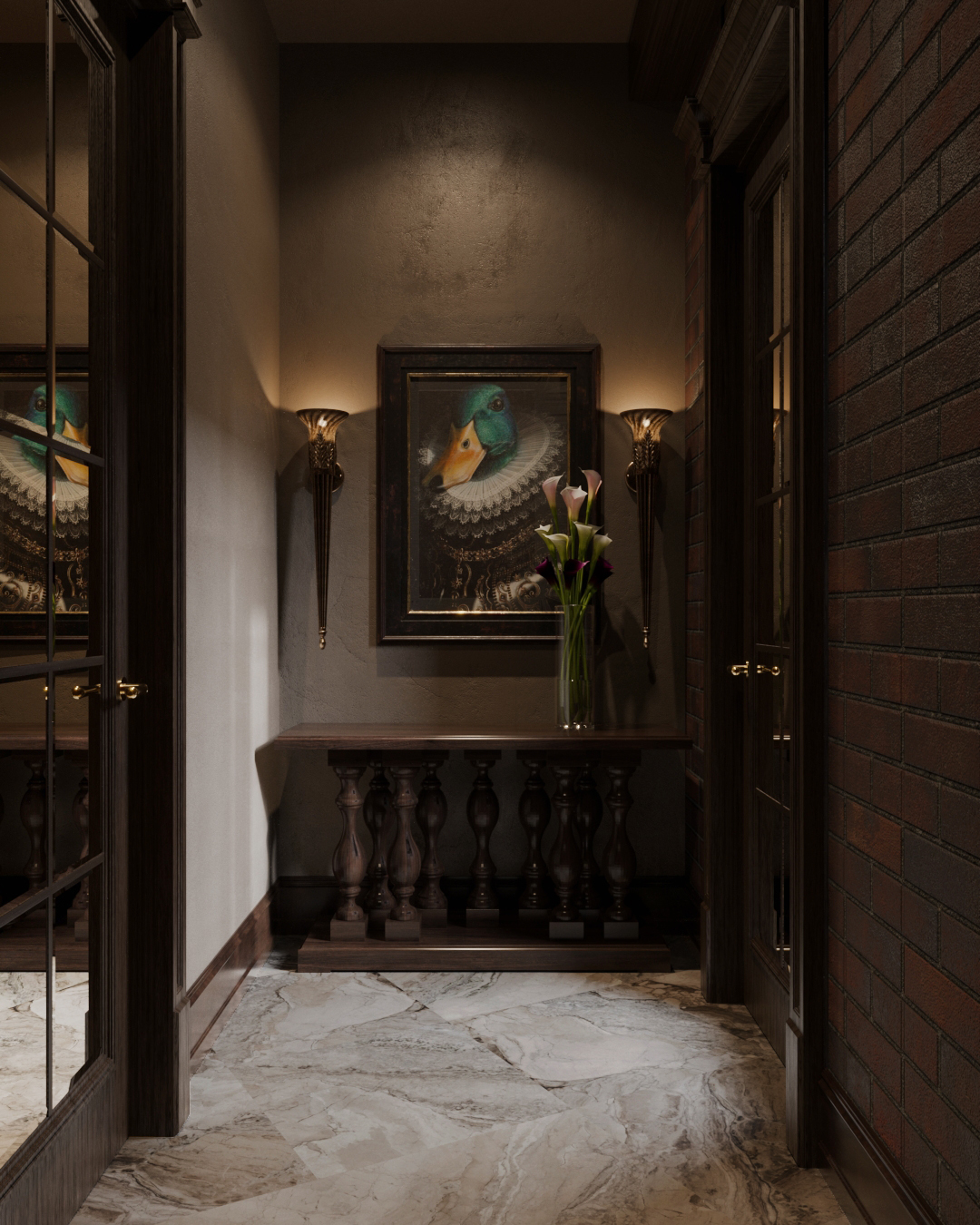 Дизайн интерьера санузла банного комплекса в английском стиле