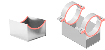 Опоры корпусные приварные (КП) и хомутовые (КХ)